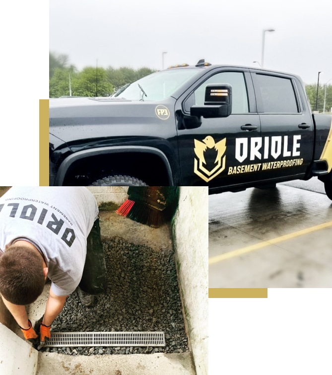Oriole Basement Waterproofing truck and team member